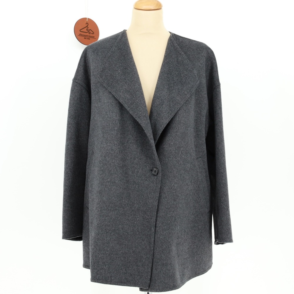 Uniqlo Double Face Oversized Short Coat XS Charcoal Gray Wool Blend Oversized